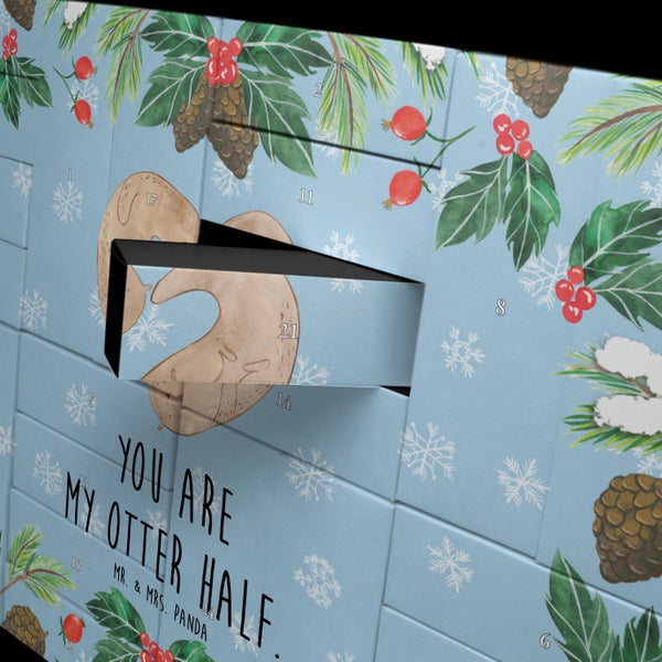 Mr. & Mrs. Panda Befüllbarer Adventskalender Otter Herz - Blau Pastell