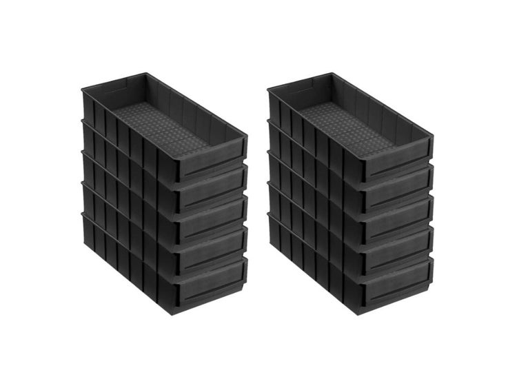 PROREGAL Leitfähige Industriebox 400 B HxBxT 8,1 x 18,3 x 40 cm 4,7 Liter ESD Sichtlagerkasten Sortimentskasten Sortimentsbox Kleinteilebox