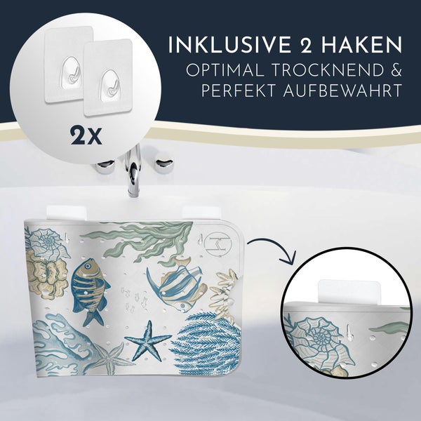Homerella® Badewannenmatte rutschfest 100% BPA frei inkl. 2 Haken zum Aufhängen 100x40cm - Antirutschmatte Badewanne hautsensitiv & schimmelresistent - Badematte rutschfest maschinenwaschbar
