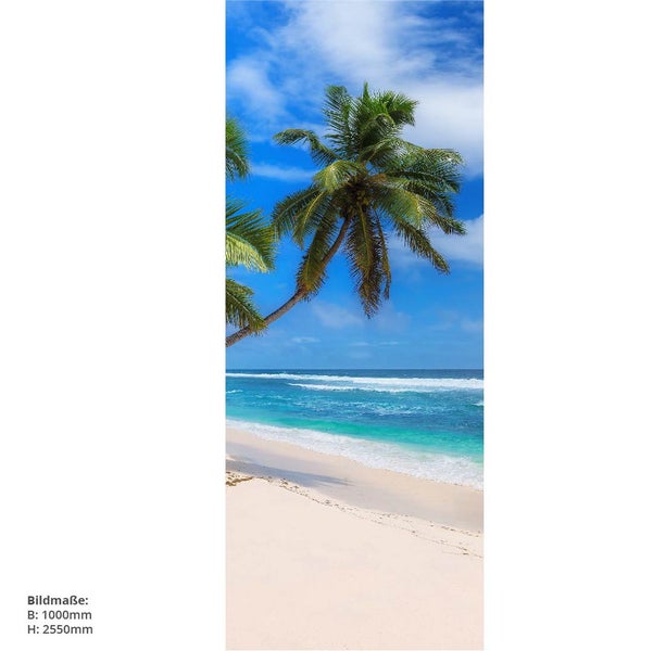Strandtapete mit Palmen, Meer und blauem Himmel