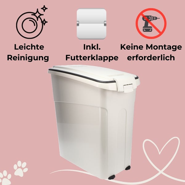 Futtertonne mit Deckel und Rollen für einfache Reinigung und Futterklappe, keine Montage erforderlich