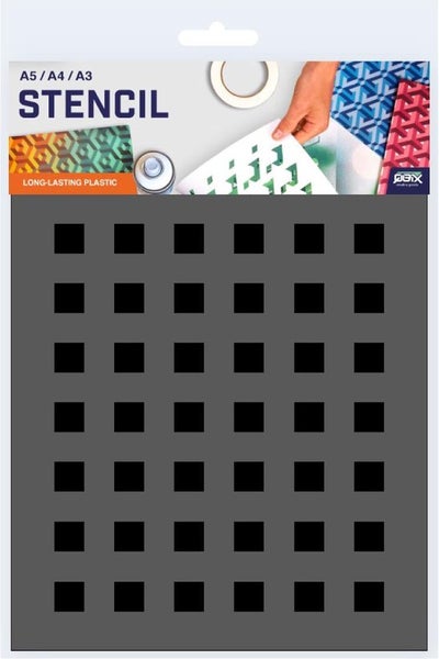 QBIX Quadrate Muster Vorlage - A4 Größe - Kunststoff - Schablone