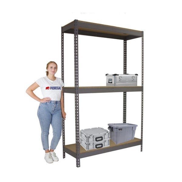 PROREGAL Schwerlastregal Wood Beast Three HxBxT 200 x 150 x 75 cm 3 Ebenen Fachlast 600 kg Grau