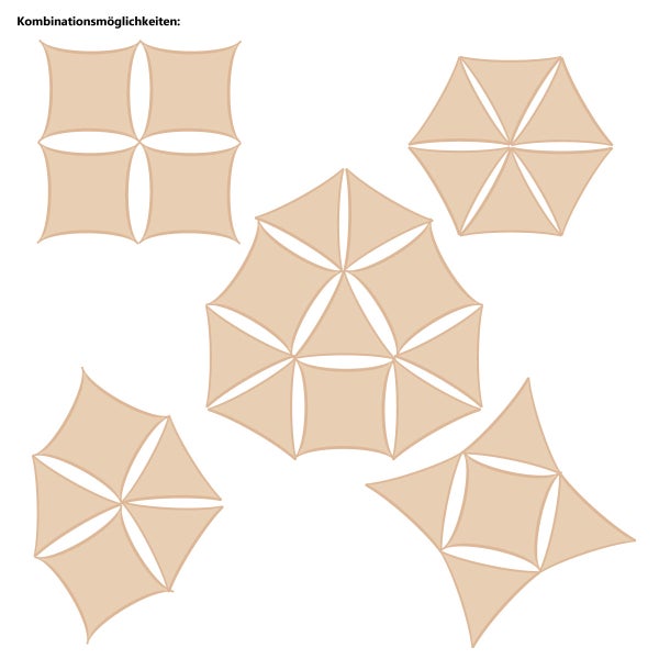 AMANKA UV Sonnensegel - 3x2 m HDPE Rechteckig - Sonnenschutz Plane Überdachung Garten Balkon Beige