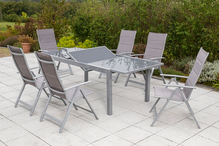 Taviano Gartenmöbelset 7tlg., Ausziehtisch 160 (220) x 90 cm, diamantbraun