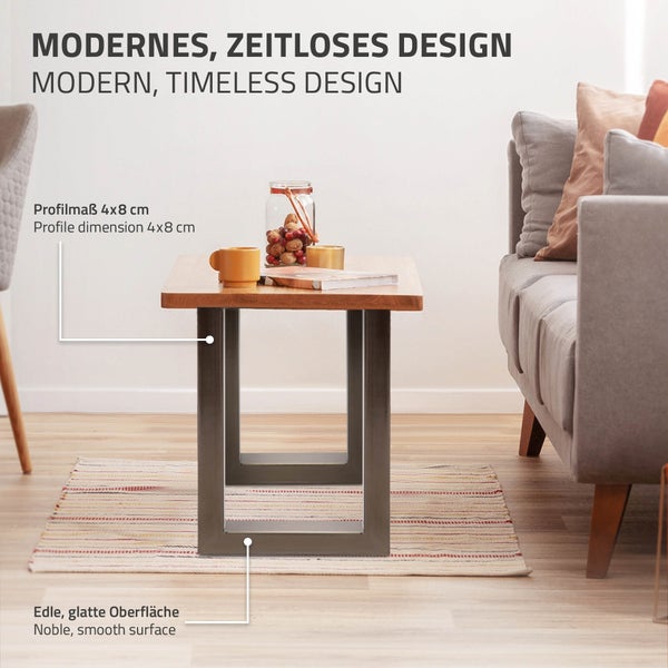 ECD Germany 2er Set Tischbeine 30x43 cm, Dunkelgrau, Stahl pulverbeschichtet, Industriestil, Vierkantprofil, Metall Tischkufen, Tischuntergestell Tischgestell Möbelfüße Bankkufen Bankgestell Bankbeine
