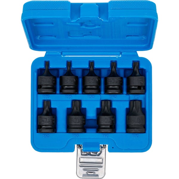 BGS Kraft-Bit-Einsatz-Satz Antrieb Innenvierkant 12,5 mm (1/2) T-Profil (für Torx) T20 - T70 9tlg. - 5486