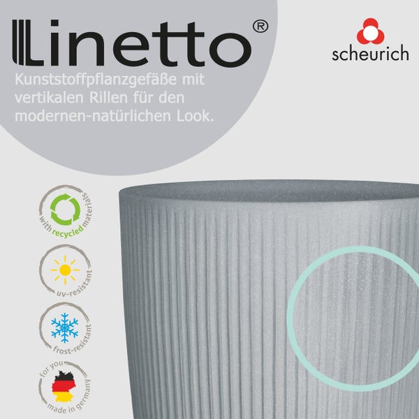 Scheurich Linetto 30, Pflanzgefäß/Blumentopf/Pflanzkübel, rund,  aus Kunststoff Farbe: Stony Grey, 28,6 cm Durchmesser, 26,2 cm hoch, 14 l Vol.