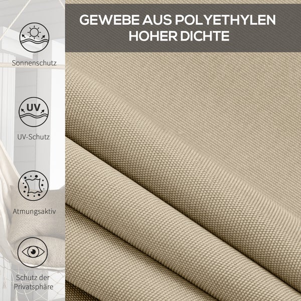 Outsunny Senkrechtmarkise Balkonrollo mit Handkurbel, 120 x 185 cm Außenrollo, Verdunkelungsrollo, Sichtschutz für Pavillon, Garten, Beige