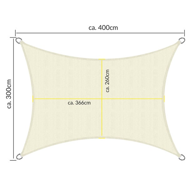 SolVision HS9 Sonnensegel 300x400cm rechteckig Creme HDPE