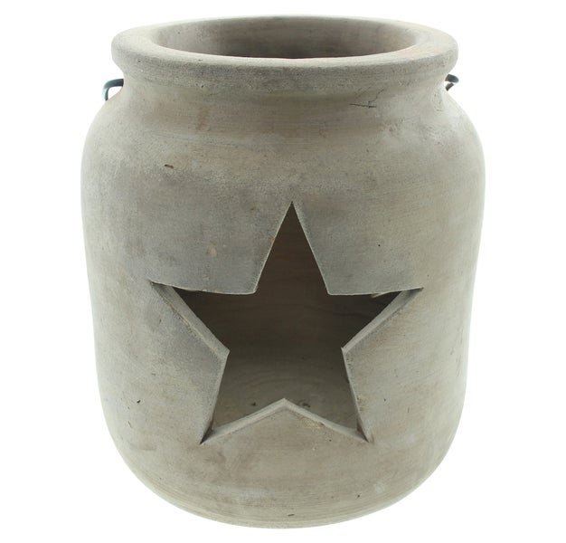 Dekorative Terracotta Laterne mit Sternmuster