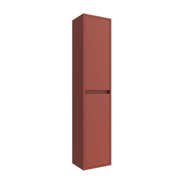 Hochschrank für das Badezimmer mit zwei Türen in Terracotta.