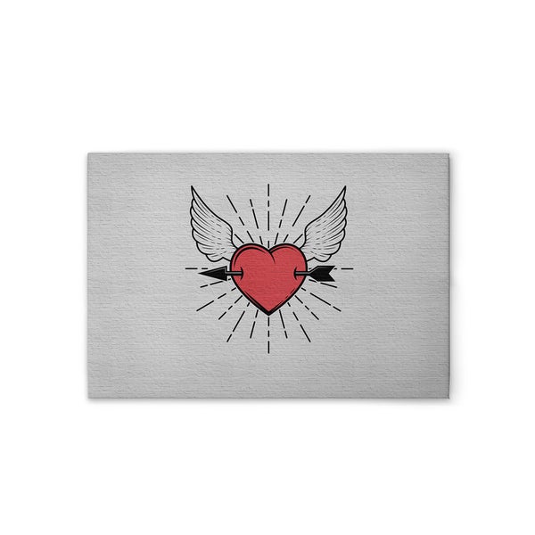 Dekoration Leinwand mit Herz, Flügeln und Pfeil Motiv