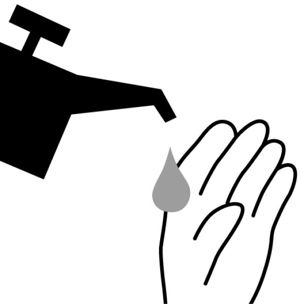 Symbol für Ölkanne die Öl auf eine Hand tropft für Anwendungshinweise