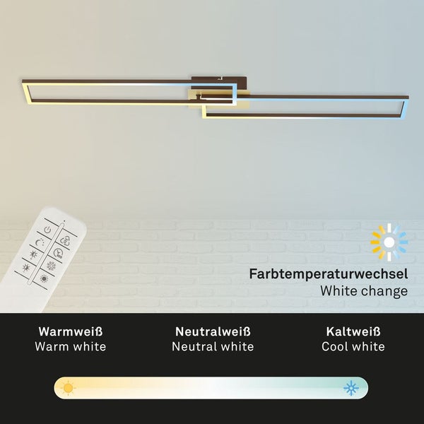 Briloner Leuchten FRAME - Wand-& Deckenleuchte - 3145017 - Inkl. Fernbedienung - CCT Farbtemperatursteuerung - Nachtlichtfunktion - Memoryfunktion - 110 x 24,8 x 7,8 cm