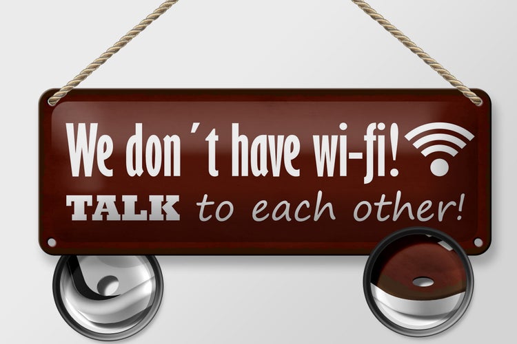Blechschild Spruch 27x10cm we don´t have wi-fi talk each other
