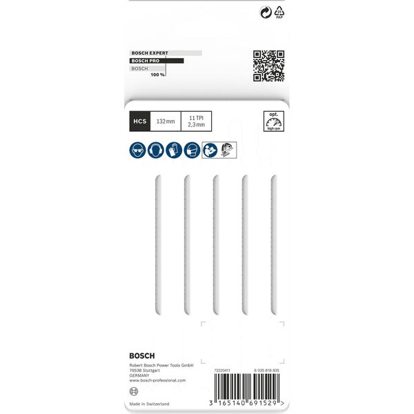 Bosch PRO Plastics PVC clean T302H Stichsägeblatt 132 mm 5-tlg. - 2608667448