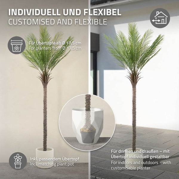 Dekorative Dattelpalme für den Innen- und Außenbereich, inklusive passendem Übertopf
