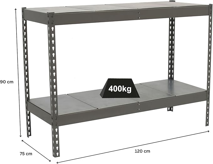 PROREGAL Schwerlastregal Mini Metal Yeti Two HxBxT 90 x 120 x 75 cm Fachlast 400 kg Grau
