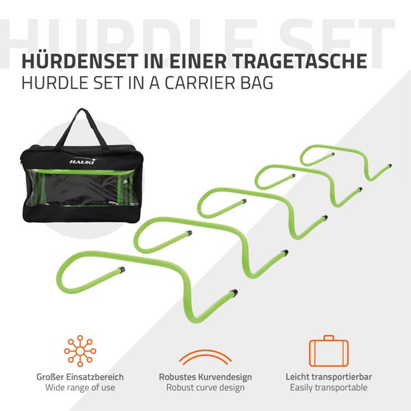Hauki Speed/Agility Hürden für Training 5er-Set 46x30x16 cm, Multi-Sport Trainingshilfe, Hürden Set, Koordinationshürden, Fußball Hürdensatz Trainingszubehör, Beweglichkeits- und Koordinationstraining