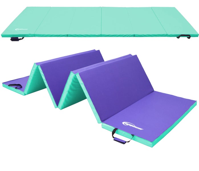 300x100 Klappbare Gymnastikmatte - 5cm dicke Turnmatte Mint Aubergine