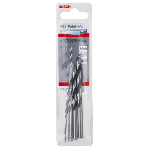 Bosch 5tlg. HSS-Spiralbohrer PointTeQ, 2,3,4,5,6 mm, Set  - 2608577345