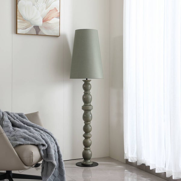 Lucande Stehlampe Lyndorin (Design, Modern) in Grün aus Keramik (1 flammig E27) - Stehleuchte Standleuchte Floor Lamp Wohnzimmerlampe Wohnzimmerleuchte