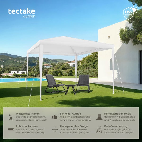 Pavillon tectake Farah wasserdicht 3 x 3 m weiß