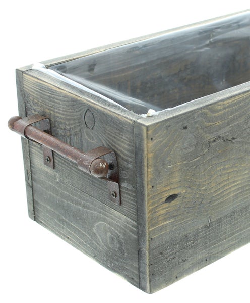 FRANK FLECHTWAREN | Pflanzbox Farmhouse, HOLZ, METALL, FOLIE, 40 x 18 x 15 cm