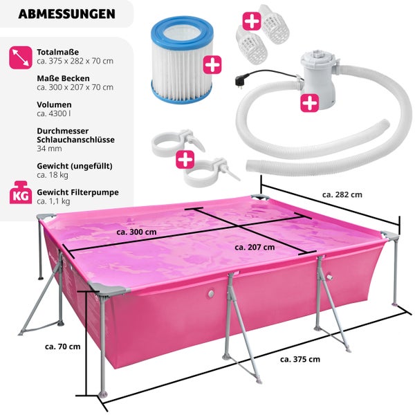 Swimming Pool tectake Summertime rechteckig 300 x 207 cm