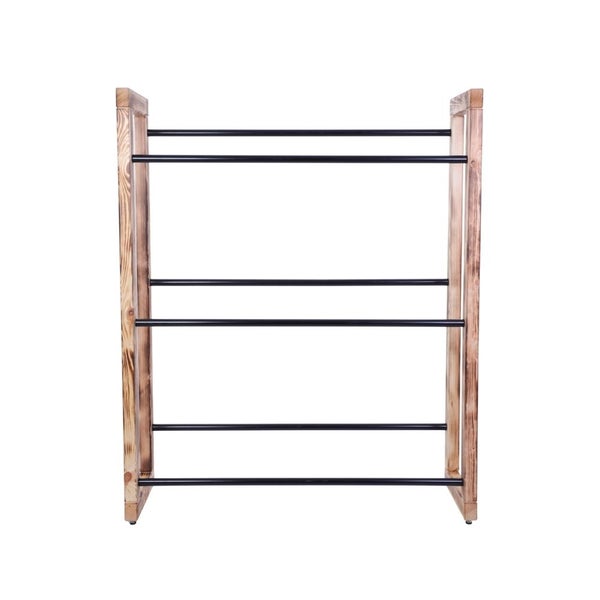 PROREGAL Getränkekistenregal HARZ HxBxT 137x112x35cm 9 Kisten auf 3 Ebenen Massives Kiefernholz Gebrannt