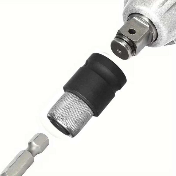 Bit-Adapter für Schlagschrauber zur Umwandlung von Vierkantaufnahme auf Sechskant-Bit.