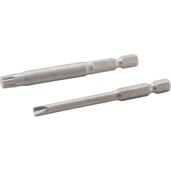 Zwei Schrauberbits: ein Bit mit Innenstern und ein Schlitzbit