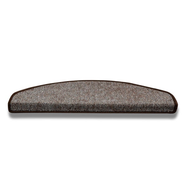 FLOORDIREKT Stufenmatte York - Widerstandsfähig & Pflegeleicht - Dunkelbraun - Halbrund - 23.5 x 65 cm