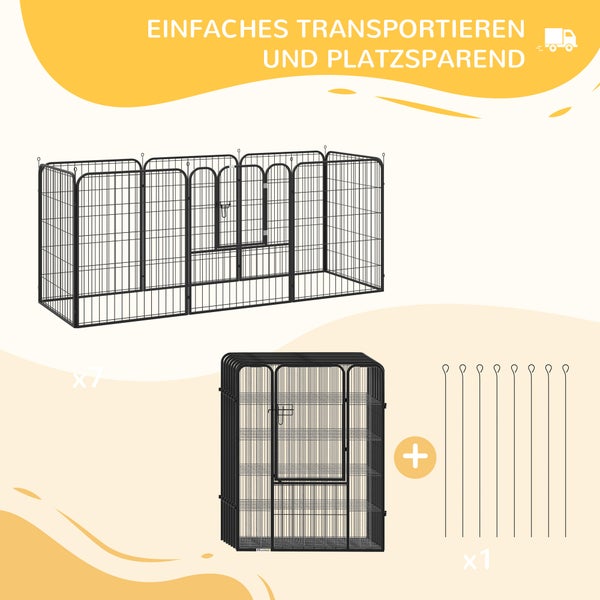 PawHut Haustier-Laufstall, 80B x 100H cm, Metall, Schwarz