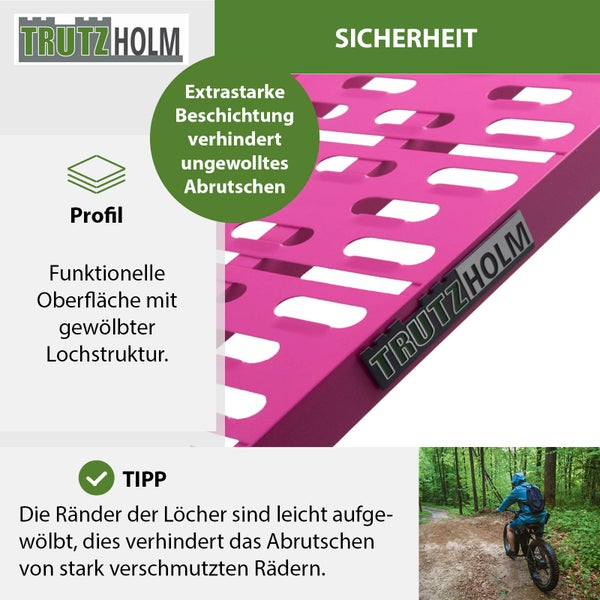 TRUTZHOLM 1 x Auffahrrampe klappbar 228 cm Traglast 340 kg Alu pink gelocht Rampe Motorradrampe
