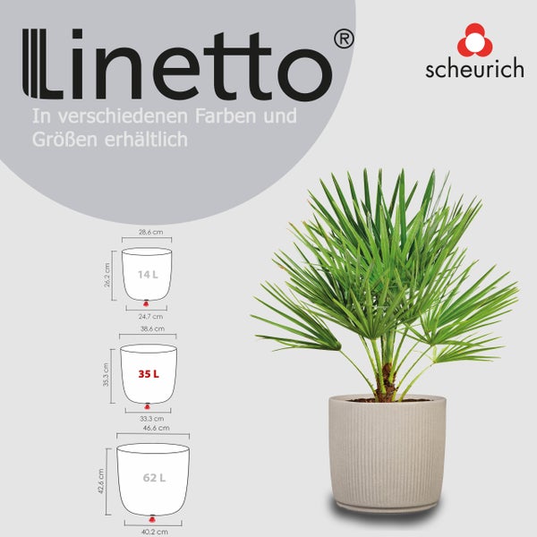Scheurich Linetto 40, Pflanzgefäß/Blumentopf/Pflanzkübel, rund,  aus Kunststoff Farbe: Sand, 38.6 cm Durchmesser, 35.3 cm hoch, 35 l Vol.