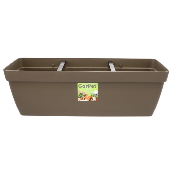 Blumenkasten Balkongeländer Balkon Blumenkasten Balkonkasten mit Halterung Balkonkasten Geländerkästen Balkonkasten mit Wasserspeicher 50 cm taupe