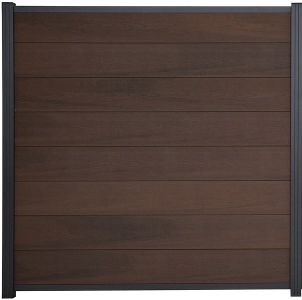 GartenLand WPC Zaun Advance Co-extrudiert ca. 180 x 180 cm Sichtschutz Steckzaun Ipé-Multicolor Holzstruktur Aluminium Anthrazit Ohne Pfosten
