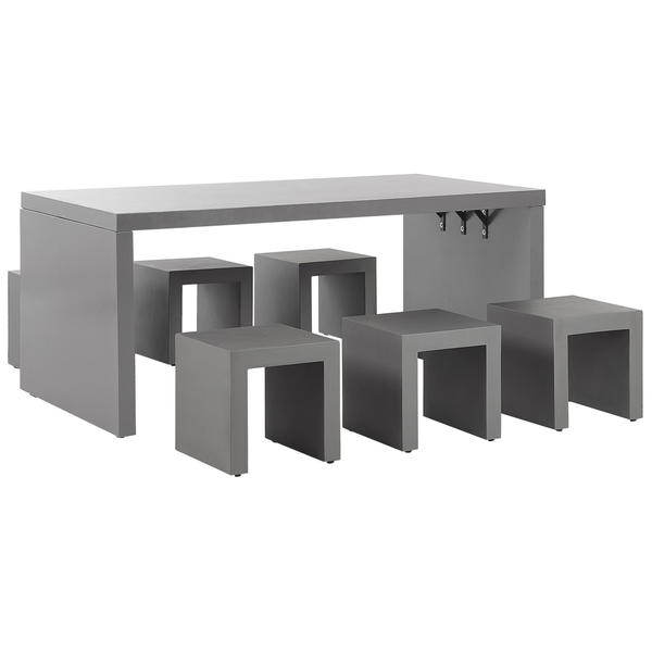 Gartenmöbel Set mit Hockern 6-Sitzer TARANTO Beton Grau