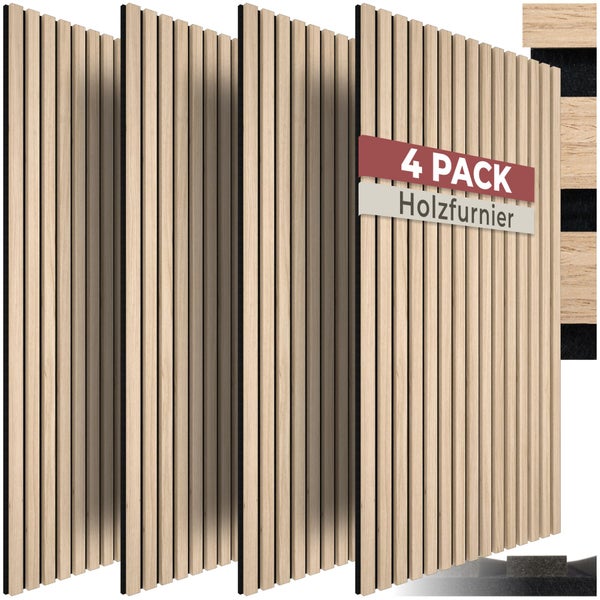 Viererpack Holzfurnier Wandpaneele zur Innendekoration