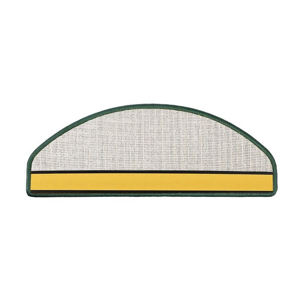 FLOORDIREKT Stufenmatte Sabang - Sisaloptik - Gekettelter Rand & Selbstklebend - Grün - 19 x 56 cm - Halbrund