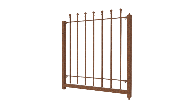 Einzeltor ELEO Metall Ancona mit Zubehör, Gartentor unbeschichtet - Edelrost, 100 x 90 cm