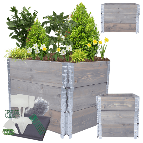 Hochbeetkisten GrowBox HxBxT 60x60x80 cm 3 Ebenen Holz Grau