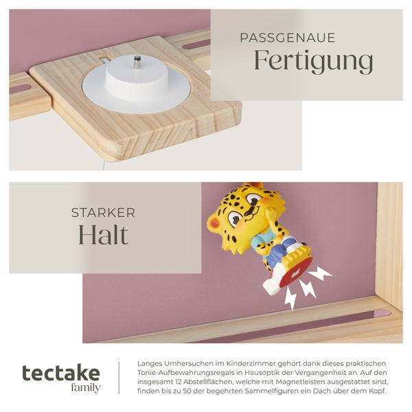 Wandregal tectake Mylittle Story 50 x 15,5 x 60 cm, unsichtbare Aufhängung für bis zu 50 Tonies pink