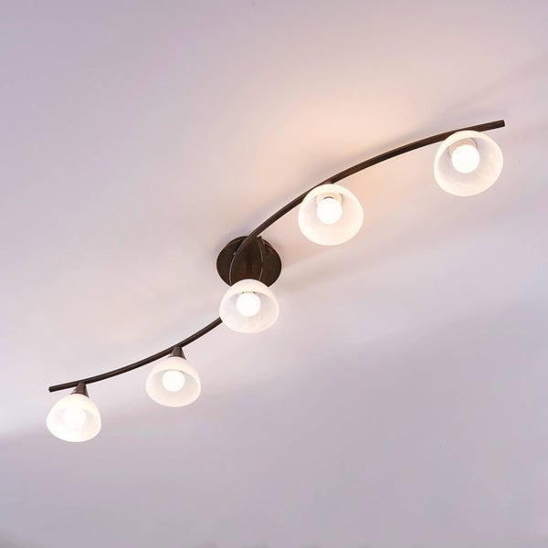 Lindby Glas Deckenlampe Metall schwarz gold gebürstet, Deckenstrahler 5x E14 max. 4,5W ohne Leuchtmittel Deckenleuchte Schlafzimmer Wohnzimmerlampe