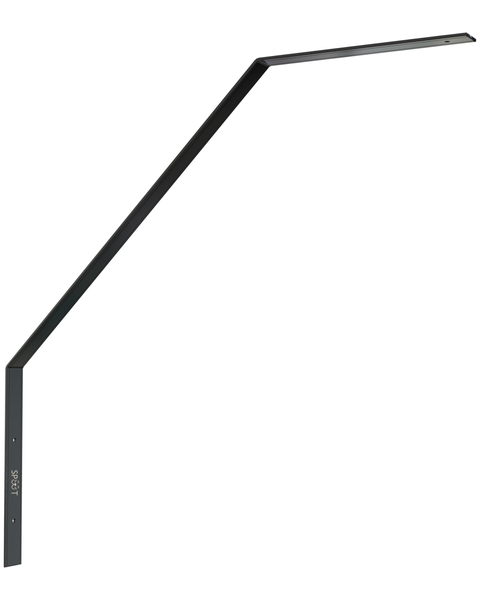 Regalbodenträger aus Metall in Schwarz, abgewinkelter Schwerlastträger mit vorgebohrten Löchern.