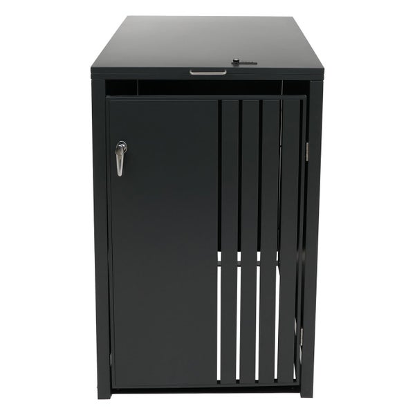 Mülltonnenbox für eine Mülltonne mit Tür und abschließbarem Deckel