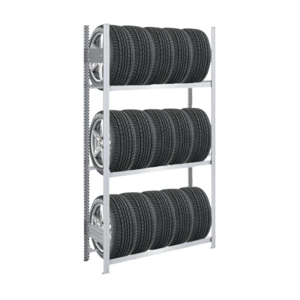 PROREGAL Reifenregal Tire Pro Made In Germany HxBxT 200 x 100 x 43 cm 3 Ebenen 150 kg Fachlast Bis Zu 5 Reifen Pro Ebene Verzinkt