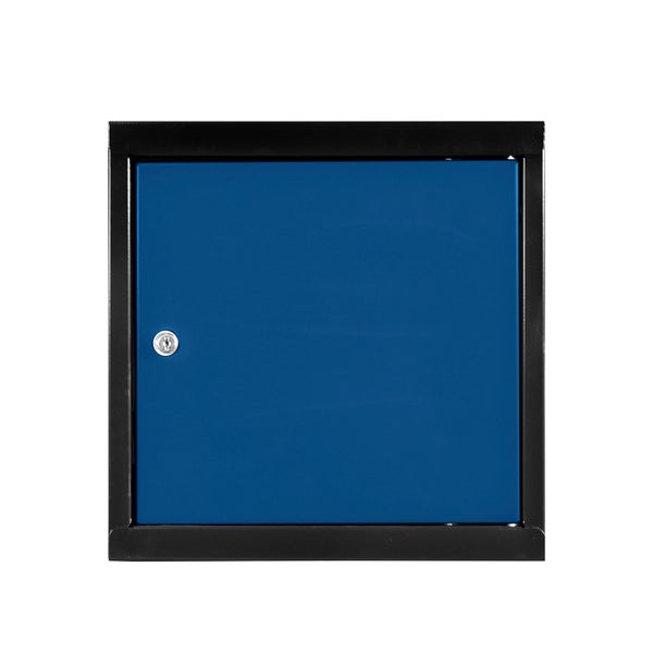 PROREGAL Schließfachwürfel Blocky mit Zylinderschloss + 2 Schlüssel | HxBxT 40x40x40cm | Anthrazit/Enzianblau | Tresor, Schließfach